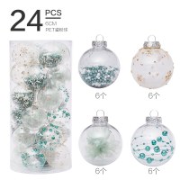 6 センチメートル/24 個ミントグリーン塗装メッシュ PET 透明ボールクリスマスボールセットクリスマスツリーペンダント