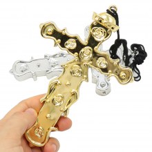 教会の十字架のおもちゃと小道具 ハロウィーンの電気メッキの金と銀の十字架の装飾小道具