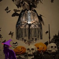 ハロウィンレース装飾製品パーティー新しいコーヒーカーテンランプシェードコウモリの頭蓋骨卸売