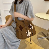 アメリカンレトロキャンバスバッグインスタイルスターモデル女子学生大容量トートバッグ通勤ショルダークロスボディバッグ