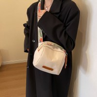 女性用の新しいシングルショルダークロスボディバッグ、大容量オックスフォード布リボンシェルバッグ、ファッショナブルな小さなスクエアバッグ