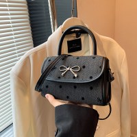 韓国スタイルのリボンバッグ女性の 2024 新しいシングルショルダークロスボディバッグハイエンド水玉ハンドヘルド小さな正方形バッグ
