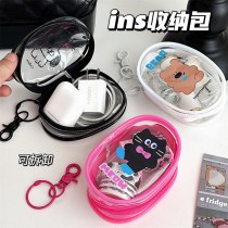 かわいい漫画の収納袋データケーブルヘッドフォン保護袋旅行ポータブル透明収納袋