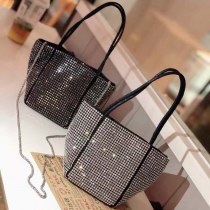 ヨーロッパとアメリカのファッション超光沢のあるシルバーディナーバッグラインストーンハンドバッグダイヤモンドバッグ宴会