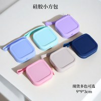 シリコーン小銭収納小さな正方形バッグ口紅銀行カードヘッドフォンジッパー収納袋ハンドキャリーキーインスタイル小さなバッグ