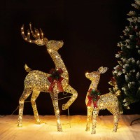 クリスマス発光鹿ショッピングモール装飾屋外鉄鹿ライト芝生庭ライトクリスマス鹿プル車の装飾品