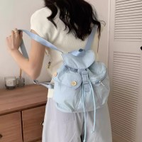 2024 新韓国ニッチデザインマルチポケット巾着ナイロン巾着バックパック女性多用途学生バックパック