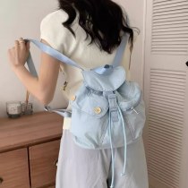 20 24 新韓国ニッチデザインマルチポケット巾着ナイロン巾着バックパック女性多用途学生バックパック