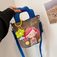 落書きプリントキャンバスバッグ新しいニッチな人格面白いワンショルダークロスボディバッグバケットハンドバッグ