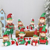 新しい生地横たわっている伸縮式そりエルフ人形クリスマスパーティーギフト装飾用品装飾品