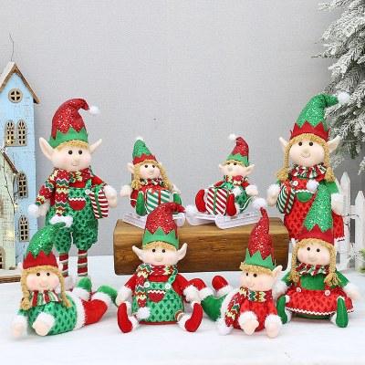 新しい生地横たわっている伸縮式そりエルフ人形クリスマスパーティーギフト装飾用品装飾品