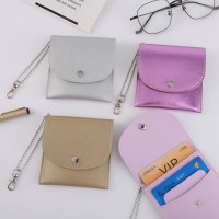 カードホルダー、小銭入れ、チェーン付き小型銀行IDカードホルダー、名刺用小型財布、シンプルで軽いスタイル