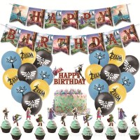 ゼルダの伝説誕生日デコレーションパーティーバルーンセットゼルダゲームテーマフラッグケーキカードデコレーション