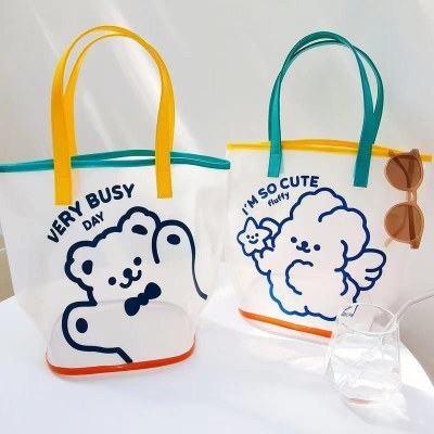 PVC ゼリーハンドバッグビーチバッグ透明バッグ夏の女性の旅行携帯電話バッグ収納袋防水と不凍液