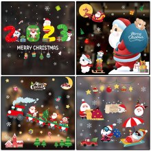 新しいクリスマス用品ウィンドウ静的ウィンドウステッカークリスマス装飾クリエイティブガラスステッカーカラーステッカー