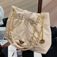 小さな香りのスタイル菱形チェーンバケットバッグ女性のための 2024 新しいトレンディなファッショナブルな無地のトートバッグ大容量脇の下バッグ