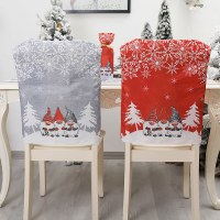 新しいクリスマス装飾ヨーロッパとアメリカンスタイルの漫画の赤とグレーのテーブルと椅子カバークリエイティブプリントクリスマス椅子カバー