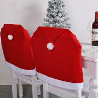 クリスマス椅子帽子レストランホテル装飾椅子カバー無地結婚式会議レッドベルベット椅子カバークリスマス椅子カバー