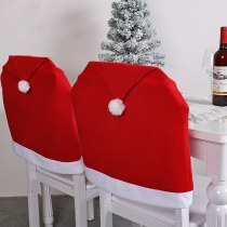 クリスマス椅子 帽子 レストランホテル装飾椅子カバー無地結婚式会議レッドベルベット椅子カバークリスマス椅子カバー