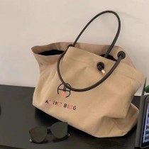 レタープリント大容量トートバッグ休暇コットンとリネンのキャンバスバッグ ショルダー バッグハンドバッグ