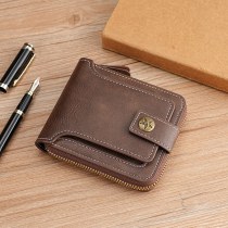 メンズ財布ショートレトロファッションジッパーバッグマルチカードスロット財布 大容量 カードホルダー