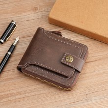 メンズ財布ショートレトロファッションジッパーバッグマルチカードスロット財布大容量カードホルダー