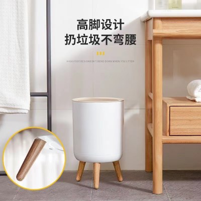 和風クリエイティブ模造木目ゴミ箱ライト高級蓋付きゴミ箱北欧プッシュ式トイレゴミ箱