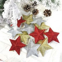 クリスマススター、金粉五芒星、粘着パウダーブロー成型五芒星、クリスマスツリー飾り、クリスマスペンダント