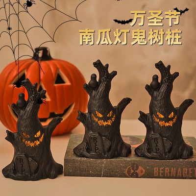 ハロウィーンの装飾面白いカボチャ小さな夜のランタンゴーストツリーパイル小さな装飾ホラーゴーストベッドルームシーンレイアウトランプ