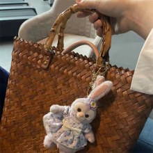 新しいわら織りバッグ模造竹バッグレトロ pvc 織バッグトートバッグビーチハンドバッグ女性のバッグ