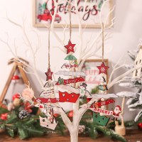 クリスマス装飾用品漫画木製クリスマス ツリー ペンダント窓吊りクリスマス ツリー装飾シーン レイアウト