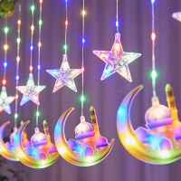 LED塗装革糸星と月カーテンランプ室内装飾10吊り月五芒星城色