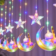 LED塗装革糸星と月カーテンランプ室内装飾10吊り月五芒星城色