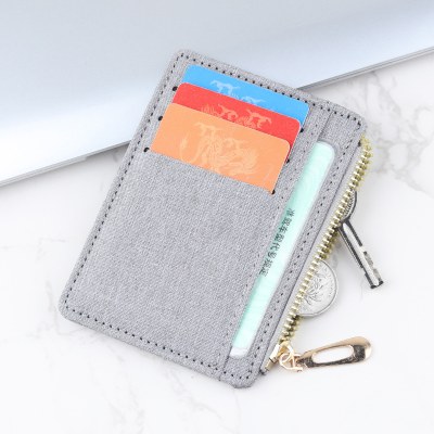 薄いキャンバス消磁カードホルダージッパー小型カードホルダー男性運転免許証オックスフォード布女性小銭入れ