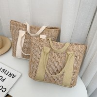 織りバッグ、ワンショルダークロスボディストローバッグ、大容量サマーバッグ、女性用の小さな新鮮な旅行や休暇用多目的ビーチバッグ