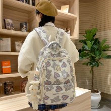 New Love バックパック韓国スタイルのトレンディな大容量学生スクールバッグカジュアルプリント屋外バックパック