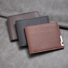 メンズショートウォレット、韓国バージョン、アイアンエッジ、若い男性の横型名刺ホルダー、マルチカードスロットウォレット、トレンディな耐摩耗性カードホルダー