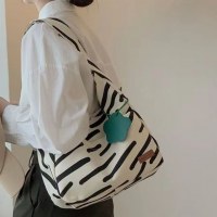 ニッチな万能スタイルゼブラ柄個別指導バッグレディース夏ハンドバッグトートバッグ大学生シングルショルダーキャンバスバッグ