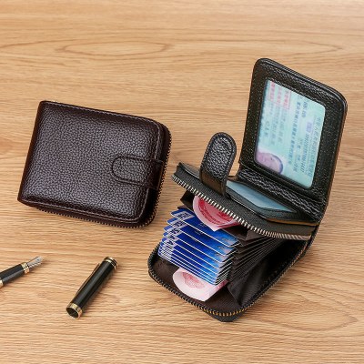 新しい高見えカード ホルダー、アコーディオン メンズ マルチカード スロット カード ホルダー ウォレット、高級多機能運転免許証レザー ケース
