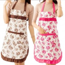 キッチンや家庭用の春夏一重ローズレースエプロン、かわいい韓国風のホルターネック、女性用のファッショナブルなレストランエプロン