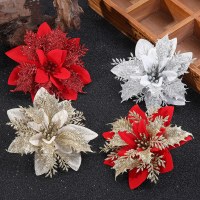 新しいクリスマスの装飾、ゴールド ピンクの花の籐の花輪の花、ドアと窓のクリスマスの花