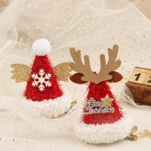 2024 新明るいベルベットクリスマスヘアクリップスノーフレークの羽子鹿手紙かわいいクリスマスホリデー装飾ヘアアクセサリー