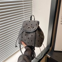 2024 新しいカレッジスタイルの弓水玉模様のプリントトレンディな多機能ワンショルダークロスボディ小さなバックパックバッグ女性のための