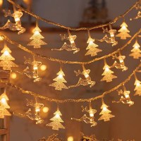LEDクリスマスライトストリングスノーフレークヘラジカクリスマスツリー雰囲気装飾小さなランタンホリデーアレンジメントライトストリング