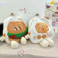 かわいいハンバーガークッキーバックパック女性の新しいファッションキャンバス大容量スクールバッグカジュアルバックパック