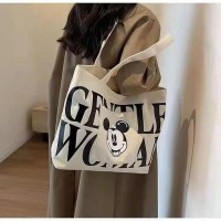 大容量レターキャンバスバッグ レディース ミッキー ファッション ショルダートートバッグ お出かけ ポータブル ショッピングバッグ
