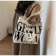 大容量レターキャンバスバッグ レディース ミッキー ファッション ショルダートートバッグ お出かけ ポータブル ショッピングバッグ