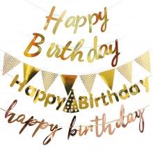 インベイビーハッピーファーストバースデープルバナーハッピーバースデー結合文字ブロンズプルフラワーバナー