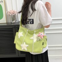 大容量コーデュロイバッグレディースショルダーインカジュアル五芒星クロスボディバッグキュートで多用途な学生トートバッグ