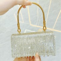 新しいヨーロッパとアメリカのレトロな宴会イブニング ハンドバッグ ダイヤモンドと光沢のあるタッセルがいっぱいのハンドバッグ ワンショルダー クロスボディ イブニング バッグ